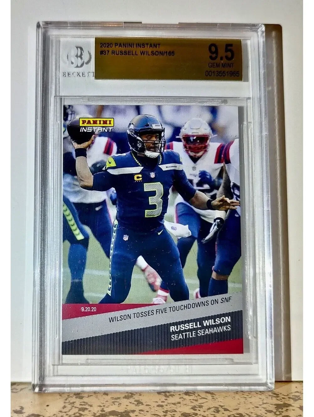 Russell Wilson 2020 Panini NFL #37 Football Card 1 of 165 BGS 9.5 Gem Seahawks